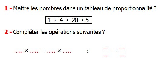 Exercices appliques et de exercices corriges Maths 5ème La proportionnalité Mettre les nombres dans un tableau de proportionnalité compléter les opérations suivantes.
