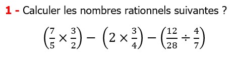 Exercices corriges cours mathématique les nombres rationnels la multiplication et la division maths 3éme Calculer les nombres rationnels suivants     