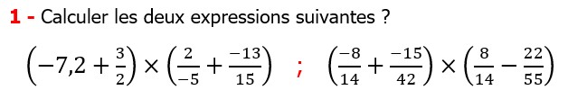 Exercices corriges cours mathématique les nombres rationnels le produit et le quotient maths 4éme Calculer les deux expressions suivantes 