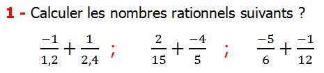 Exercices corriges cours les nombres rationnels la somme et la différence maths 4éme calcul la somme et la différence de deux nombres rationnels calcul plusieurs nombres rationnels calcul la somme et la différence des nombres fractionnaire calcul la somme et la différence des nombres relatifs en écriture décimaux réduire le dénominateur des nombres rationnels Calculer les nombres rationnels suivants 